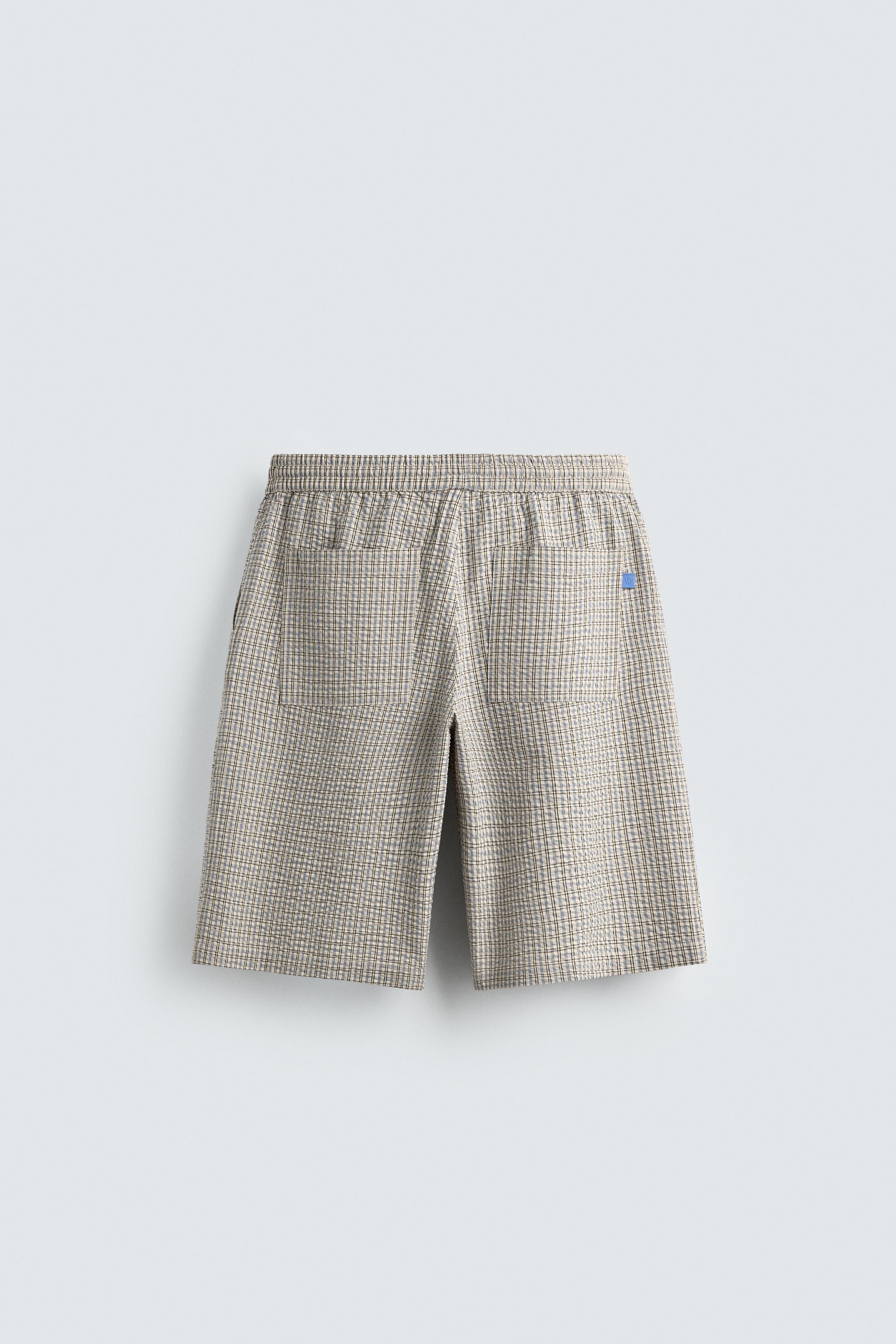 PLAID TEXTURED SHORTS